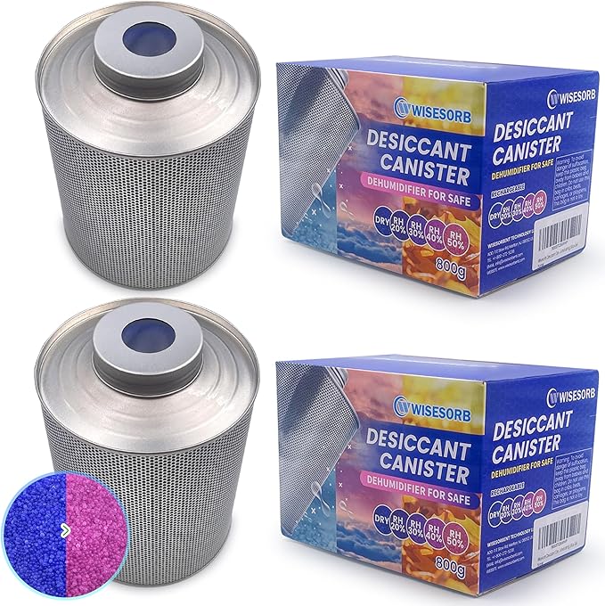 800 Gram Gun Safe Dehumidifier, 2 Pack of 1.77 LBS Rechargeable Dehumidifier Blue to Pink Silica Gel Desiccant Moisture Absor