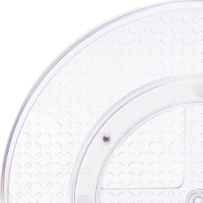 Amazon Basics 2 Tier Lazy Susan Turntable Organizer for Condiments, 12" Diameter, Clear