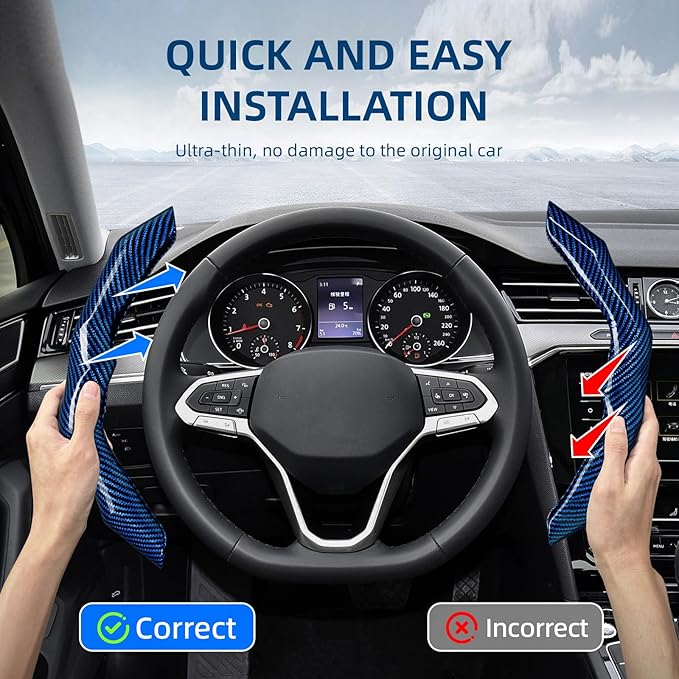 Carbon Fiber Steering Wheel Cover with Anti-Slip Lining and Segmented Design 2pcs Universal Steering Wheel Protector for Men 