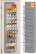MISSLO 12 Tier Over the Door Shoe Organizer Breathable Mesh Hanging Shoe Rack for Closet Storage Shoe Holder for Door Fit 24 