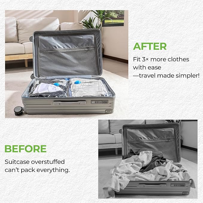 Vacuum Storage Bags for Travel - 9 Pack Compression Packing with Wireless Electric Pump for Luggage Vacuum Seal Bags for Clot