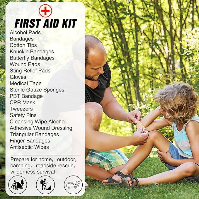 Nilight Car Emergency Kit with Jumper Cable Air Compressor Tire Repair Essential Tools First Aid Alligator Connector Electric
