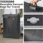 Upgraded Vacuum Bag for Travel, Professional IPX8 Waterproof Reusable Vacuum Compression Bags for Travel Suitcases, Durable S