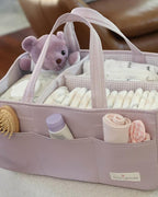Lily Miles Baby Diaper Caddy Organizer, Wipeable Diaper Organizer Basket with 8 Pockets for Newborn Essentials, Baby Shower G