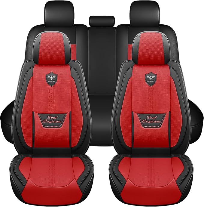 LINGVIDO Car Seat Covers Full Set (5 Seats) - Premium Perforated Nappa Leather, Waterproof Shield, Omni-Adapt Fit SUVs Sedans