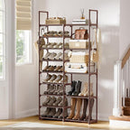 WOWLIVE 9 Tiers Large Shoe Rack Brown Shoe Rack Organizer for Closet 30-35 Pairs Stackable Heavy Duty Shoe Shelf Shoe Storage
