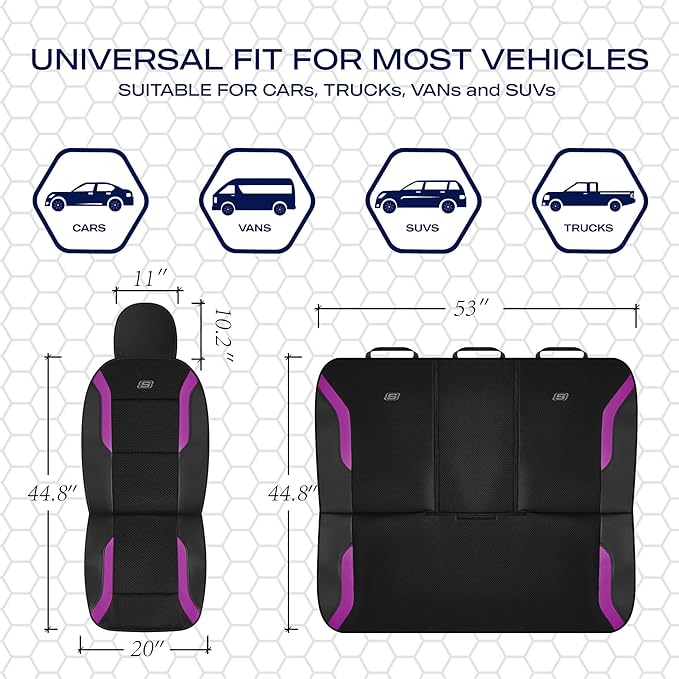 Skechers Memory Foam™ Car Seat Covers, Air Cool Mesh Thick Seat Covers, Car Seat Full Sets, Airbag Compatible, Automotive Com