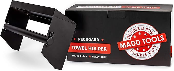 Pegboard Paper Towel Holder with Shelf, Peg Board Accessory Kit with Heavy Duty Peg Hooks, Black Pegboard Accessories Tool Ho