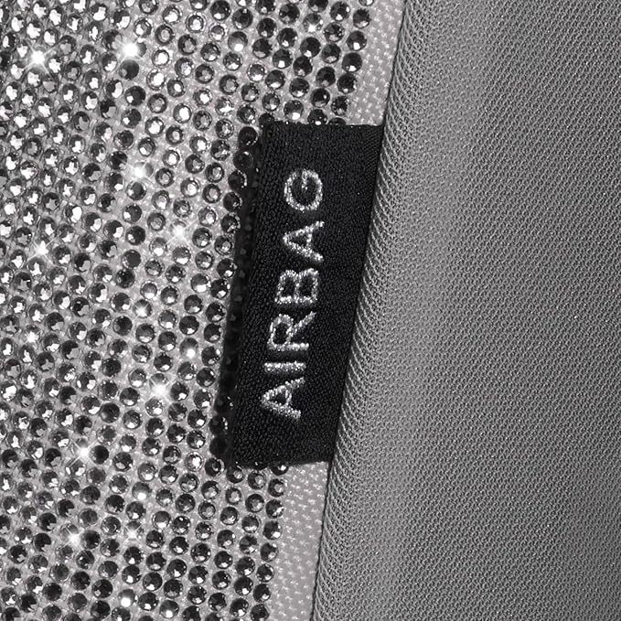 CAR PASS Bling Diamond Gray Leather Car Seat Covers Full Sets Interior Sets, Waterproof Shining Glitter Sparkly Crystal Unive