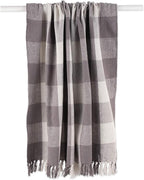 DII Buffalo Check Collection Rustic Farmhouse Throw Blanket with Tassles, 50x60, Gray/White