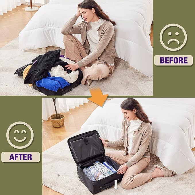 Travel Vacuum Bags with Electric Pump, Vacuum Travel Bags for Luggage and Suitcase, Clothes Clothing (6S 6XS)