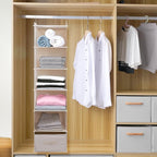 Large Hanging Sweater Organizer for Closet,Collapsible 6-Shelf Hanging Closet Shelves with Drawers, Washable (Beige -6 Shelf-