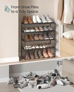 SONGMICS Shoe Rack, 4-Tier Shoe Organizer, Metal Storage Shelf, Upright or Upside Down, for 10-15 Pairs, Stackable, for Entry