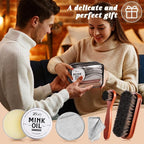 8 Pcs Mink Oil for Leather Shoes Boots 3.5 oz Leather Conditioner and Cleaner with Travel Bag Soften for Boots and Shoes Care