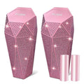NBTEPEM 2 PCS Bling Car Trash Can with Lid, Bling Car Accessories Trash Bin, Leakproof Auto Garbage Can with 60 Trash Bags, Multipurpose Organizers and Storage for Home, Office (Pink Diamond)