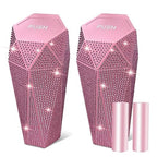 NBTEPEM 2 PCS Bling Car Trash Can with Lid, Bling Car Accessories Trash Bin, Leakproof Auto Garbage Can with 60 Trash Bags, Multipurpose Organizers and Storage for Home, Office (Pink Diamond)