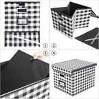 Huolewa File Organizer Box with Lid, Collapsible File Folder Organizer for Office Document Storage, Filing Box with Plastic S