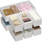 Vtopmart 72 PCS Clear Plastic Drawer Organizers Set + 12Pack Drawer Organizer for Clothes