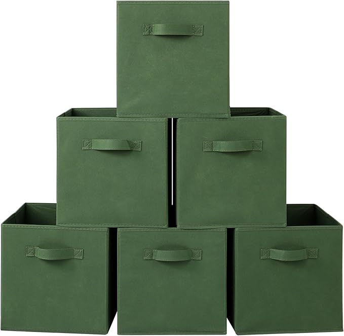 Stero Fabric Storage Bins 6 Pack Fun Colored Durable Storage Cubes with Fabric Handles Foldable Cube Baskets for Home, Kids R