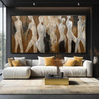 CHUDANHAO Black Line Wall Decor Brown Canvas Wall Art Figure Wall Decorations 29"x58" Large Pictures for Living Room Artwork 