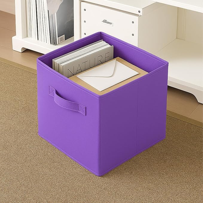 ShellKingdom Storage Bins, Foldable Fabric Storage Cubes And Cloth Storage Organizer Drawer For Closet And Toys, 6 Pack (Viol