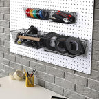 Sieral 4 Pcs Black Pegboard Baskets Metal Wire Shelf Baskets Peg Board Organizer Accessories Wall Mount Organizer Attachments