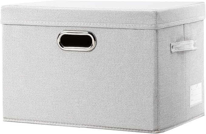 PRANDOM Collapsible Storage Bin with Lid [1-Pack] Fabric Foldable Storage Box Organizer Container Basket Cube with Cover for 