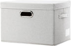 PRANDOM Large Collapsible Storage Bin with Lid [1-Pack] Fabric Foldable Storage Box Organizer Container Basket Cube with Cove
