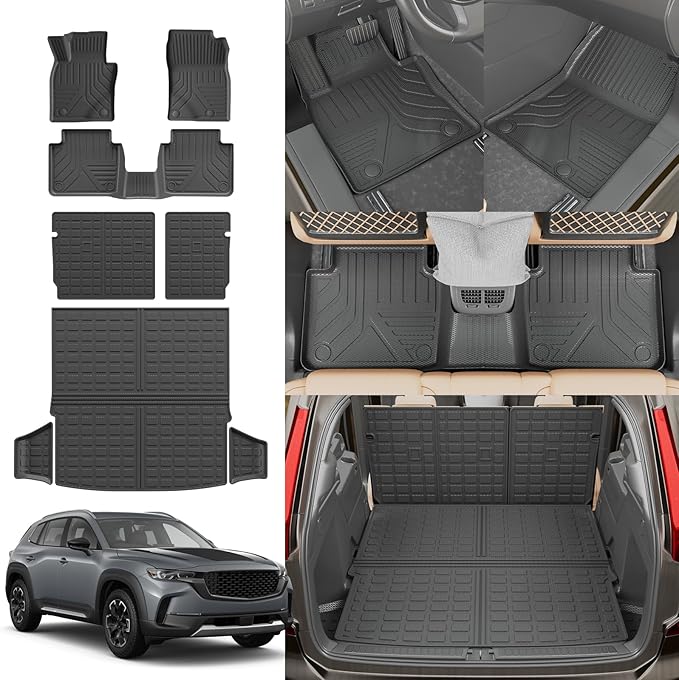 Floor Mats Compatible with 2023 2024 2025 2026 Mazda CX50 Trunk Mat Cargo Liner TPE All Weather Back Seat Cover Protector 2024 CX-50 Accessories (Trunk Mat+Backrest Mats+Floor Mats)