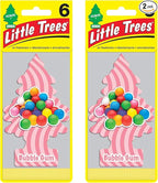 Little Trees Cardboard Hanging Car, Home & Office Air Freshener, Bubble Gum (Pack of 12)