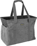 BALEINE Extra Large Utility Tote Bag with Reinforced Wire Frame, Reusable Grocery Bag for Shopping, Picnic (Grey, 16.5''x14''x10'')