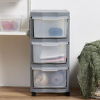 Life Story Classic Gray 3 Shelf Home Storage Container Organizer Plastic Drawers with Wheels for Closet, Dorm, or Office