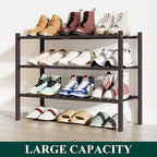 Smiry Shoe Rack, 3 Tier Bamboo Shoe Organizer, Stackable Free Standing Wooden Shoe Storage Shelf for Closet, Entryway, Front 