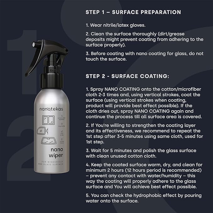 Ceramic Coating for Cars - Nano Wiper Auto Protection Spray Wax - 100 ml Windshield Water Repellent - Glass Guard Car Sealant