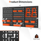Goplus Pegboard Wall Organizer, 9-Bin Parts Rack Organizer w/Hammer Racks, Tool Holders & Hooks, Heavy-Duty Utility Tool Stor