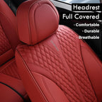 Coverado Car Seat Covers Full Set, Red Car Seat Cover, Luxury Leather Seat Covers for Cars, Waterproof Front and Back Car Sea