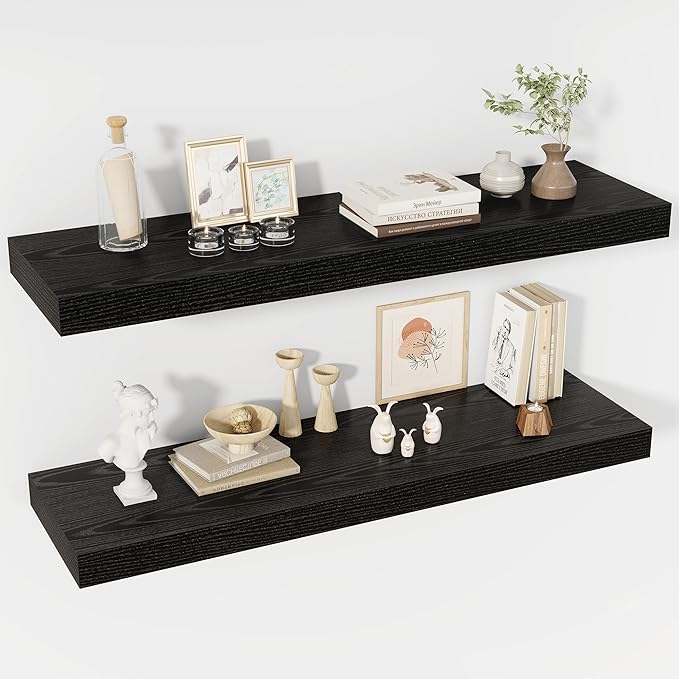 40 Inch Floating Shelves, 12" Deep Floating Shelf Wall Mounted, 40" Wall Shelves, Rustic Deep Bookshelf, Extra Deeper & Thick