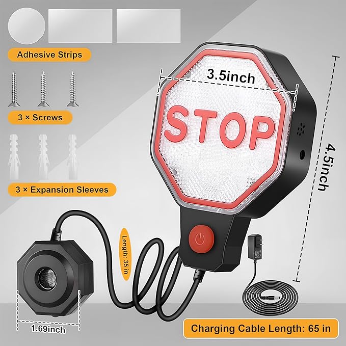 Garage Parking Sensor & Garage Parking Aid with LED Stop Light, Adjustable Ultrasonic Park Assistant for Car Stop Indicator w