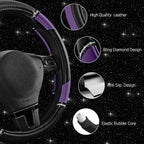 Road Comforts Leather Steering Wheel Cover - Made with PVC Leather - Anti-Slip, Universal Fit 14 1/2 inches to 15 inches - Pu