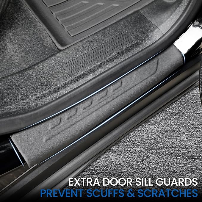 Floor Mats & Cargo Mat with Backrest Mat for 2025-2026 Chevy Equinox(Only Gas)/GMC Terrain, Door Sill Guards, All Weather TPE Car Floor Liners Trunk Mat Accessories for Chevrolet Equinox