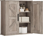 Homleke Bathroom Wall Cabinet, Over Toilet Storage Cabinet with Barn Doors and Adjustable Shelves, 3-Tier Medicine Cabinet Wa