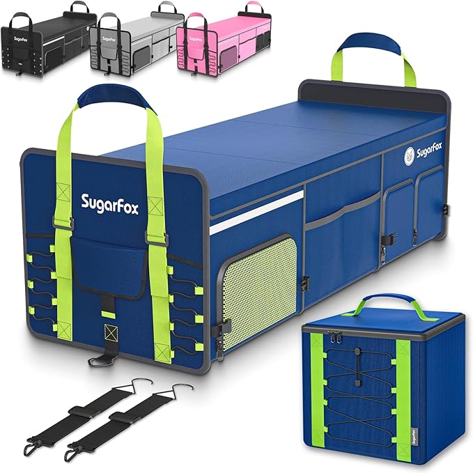 Bold Color Block Trunk Organizer | 95L, 35"x13.8"x11.8" | Dedicated Shoe Storage & 26L Ice Pack | Foldable for SUV/Car/Jeep