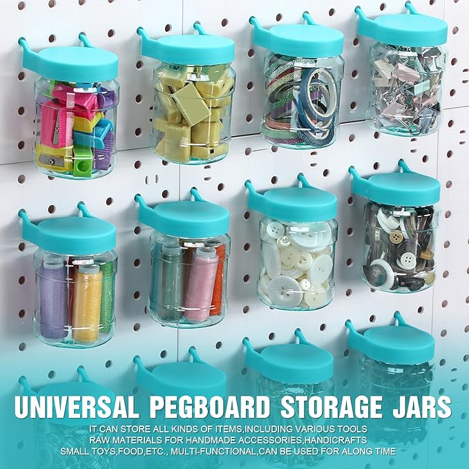 Unittype 20 Set Pegboard Organizer Accessories Peg Boards Jars with Lids Plastic Pegboards Bins Storage Containers Clear Peg 