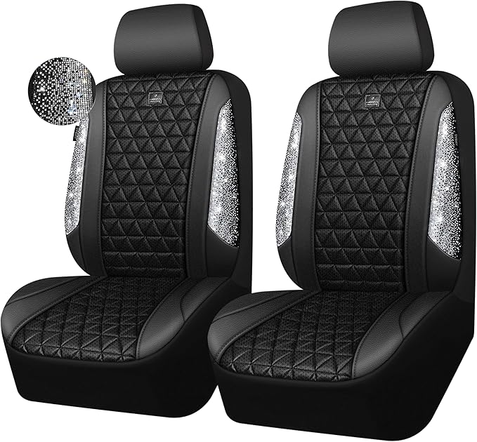 CAR PASS 3D Air Mesh Seat Covers for Cars, Bling Diamond Leather Foam Car Seat Covers for 2 Front Interior Sets, Automotive s