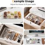 Acrylic Expandable Desk Drawer Organizer with 11 Adjustable Compartments and 6 Removable Dividers Desk Accessories for Office