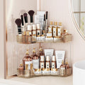 Asayuee 2-Tier Corner Bathroom Counter Organizer with Top Toothbrush Holders,Large Makeup Organizer Countertop with Brush Hol