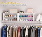 2 Tier Small White Shoe Rack For Closet, Stackable Shoe Shelf Organizer for 9 -12 Pairs of Shoes, Small Shoe Storage Organize