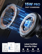 Lamicall for MagSafe Car Mount Charger - 15W Magnetic Wireless Car Charger Vent Dashboard, 360° Rotation Magnetic Phone Holder for Car Charging HandsFree for iPhone 17 16 Pro Max
