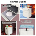 Car Trash Can Bin with Lid - Collapsible Car Garbage Can with Storage Pockets-Beige Mini Leakproof Vehicle Trash Bag-Small Automotive Organizers and Storage for Back/Front Seat SUV Truck Accessories