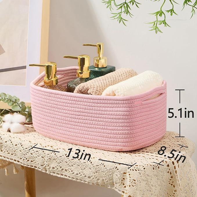 MiniArk Small Storage Baskets for Organizing | Closet Organizer Bins | Shelf Toy Basket | Woven Rope Baskets | Cube Decorativ